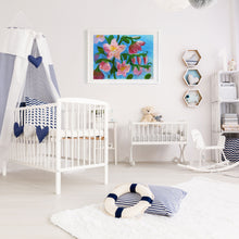 Load image into Gallery viewer, Aria Luna&#39;s Cherry Blossoms fine art print in a child&#39;s bedroom