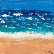 Load image into Gallery viewer, Acrylic painting of an ocean with lots of waves by young artist Aria Luna
