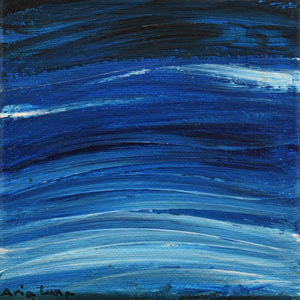 Aria Luna's expression of the power of storm waves. Acrylic on canvas, 5x5 in / 12.7x12.7 cm.  