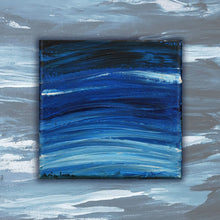 Load image into Gallery viewer, Aria Luna&#39;s expression of the power of storm waves. Acrylic on canvas, set against a photo of a textured surface.
